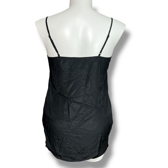 Mossimo Womens Camisole Tank Top Spaghetti Strap Lace Satin Black Large - Picture 3 of 9